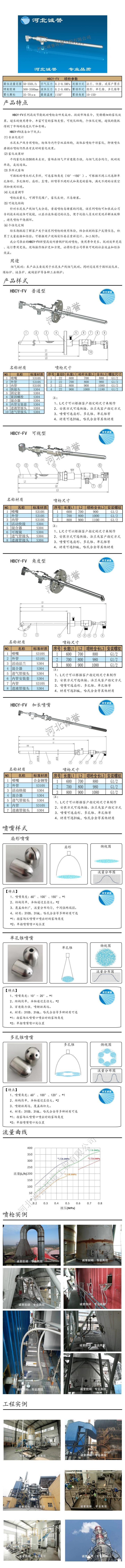 電廠脫硝噴槍保護(hù)套、噴槍參數(shù)、材質(zhì)尺寸、流量分布圖、扇形空心錐俯視圖介紹，以及噴槍霧化視頻展示和工程案例介紹